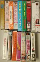 16db műsoros VHS kazetta, benne vígjáték, kalandfilm, zene, ismeretterjesztő
