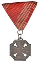 1916. "Károly-Csapatkereszt" cink kitüntetés mellszalaggal, cserélt kontraszem T:2,2- Hungary 1916. "Karl Troop Cross" zinc decoration with ribbon, with not original suspension ring C:XF,VF