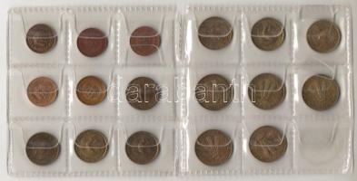 2f 1946. (2x), 1947. (2x), 10f 1946. (1x), 1947. (2x), 1948. (2x), 1950. (2x), 20f 1947. (1x), 1948. (2x), 1950. (2x) Csak rézpénzek! T:2+,2
