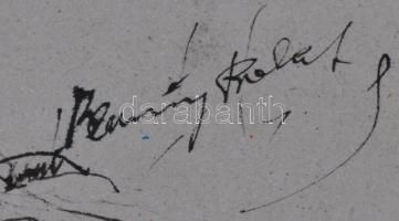 Berényi jelzéssel: Lépő női akt, tus, papír, 42×30 cm