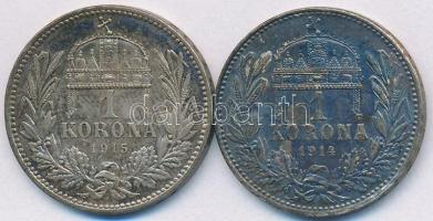 1914-1915KB 1K Ag "Ferenc József" (2x) T:2 patina