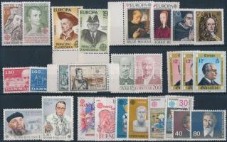 Europa CEPT 30 klf sor +1 önálló érték 3 db stecklapon Europa CEPT 30 diff sets + 1 stamp on 3 stock...