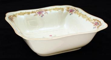 Hutschenreuther német virágmintás porcelán, matricás, hibátlan, jelzett, 21x21x7 cm