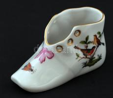 Herendi Rothschild porcelán cipő, kézzel festett, hibátlan, jelzett, 10x5 cm