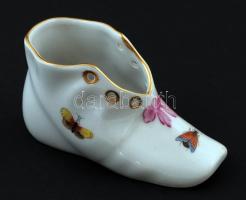 Herendi Rothschild porcelán cipő, kézzel festett, hibátlan, jelzett, 10x5 cm