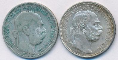 1893-1915KB 1K Ag "Ferenc József" (2x) T:2,2-,3 patina