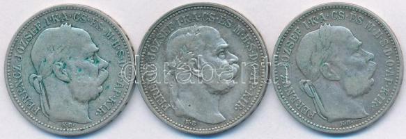 1894-1912KB 1K Ag "Ferenc József" (3x) T:2,2-,3 patina