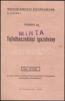 1936. Magyar kir. államvasutak "Tejfelhasználási igazolvány" "000-ás Minta"! R!
