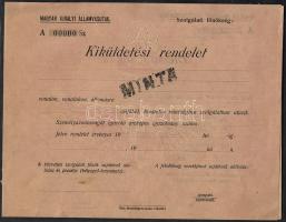 1934. Magyar kir. Államvasutak "Kiküldetési rendelet" 3 nyelvű "000-ás" Minta! R!