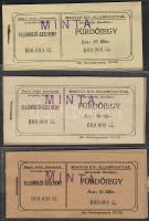 1930-as évek Magyar kir. Államvasutak Fürdőjegy 10f + 20f + 30f "000-ás" minták R! T:I