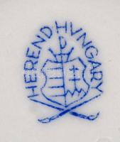 Herendi Viktória mintás porcelán ékszertartó dobozka, kézzel festett, hibátlan, jelzett, d: 7 cm