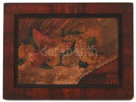 Olvashatatlan jelzéssel: Gyümölcs csendélet. Olaj, karton, antik kerteben, 23×34 cm