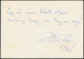 Koncz Gábor (1938- ) színész bókoló sorai és aláírása őt ábrázoló fénykép hátulján