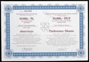 Budapest 1991. "Középületépítő Részvénytársaság" az Állami Vagyonügynökség névre szóló rés...