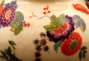 Thomas Ivory Bavaria német virágmintás porcelán váza, matricás, hibátlan, jelzett, m: 11 cm