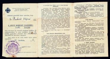 cca 1910 A Szent Kereszt hadseregének ismertető és fölvételi lapja