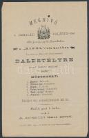 1882 Meghívó a Czeglédi Dalárda dalestélyére, részletes programmal