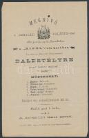 1882 Meghívó a Czeglédi Dalárda dalestélyére, részletes programmal