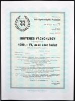 Budapest 1991. "Középületépítő Vállalat" ingyenes vagyonjegye 1000Ft-ról (3x) sorszámkövet...