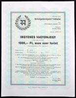 Budapest 1991. "Középületépítő Vállalat" ingyenes vagyonjegye 1000Ft-ról (3x) sorszámkövet...