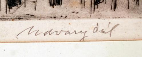 Udvary Pál (1900-1987): Víziváros. Rézkarc, papír, jelzett,üvegezett keretben, 32×24 cm