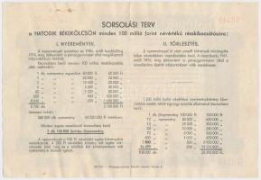 Budapest 1955. "Hatodik Békekölcsön" nyereménykölcsöne 200Ft-ról, szárazpecséttel T:II,II-