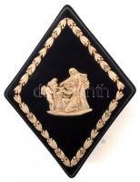 Wedgwood kék-fehér rombusz alakú biszkvit porcelán dobozka, hibátlan, jelzett, 10x12x5 cm