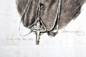 Olvashatatlan jelzéssel: Endrédy Vendel ciszterci apát mellképe. Rézkarc. Jelzett. 30x40 cm