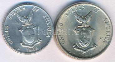 Fülöp-szigetek / Amerikai Egyesült Államok Közigazgatás 1944S 5c Cu-Ni-Zn + 1944D 10c Ag T:1-,2
Phil...
