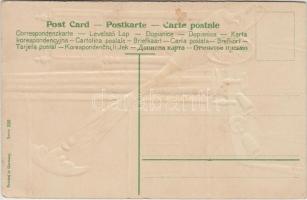 Újév / New Year, humour Emb. litho