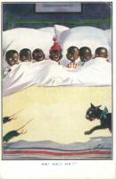 Ha! Ha! Ha! / Black children, humour, cat with mouse, E.J. Hey &amp; Co. Series 281., artist signed (EK)