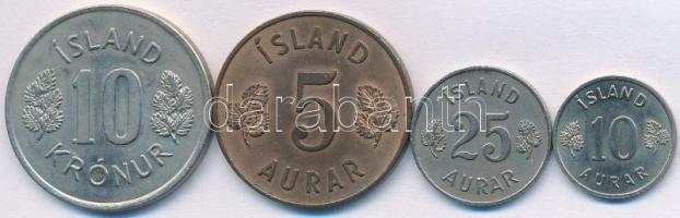 Izland 1946. 5A Br + 1954. 25A Cu-Ni + 1965. 10A Cu-Ni + 1975. 10K Cu-Ni T:1-,2 Iceland 1946. 5 Aurar Br + 1954. 25 Aurar Cu-Ni + 1965. 10 Aurar Cu-Ni + 1975. 10 Kronur Cu-Ni C:AU,XF