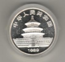 Kína 1989. 10Y/1oz Ag "Panda" T:1