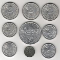 1941-43. 2f, 1P, 2P, 5P "sarló-kalapács" ellenbélyeggel T:2,2/3