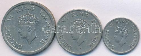 Brit-India 1946. 1/2R Ni "VI. György" + 1947. 1/4R Ni "VI. György" + 1R Ni &quot...