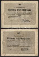 1849.Szabadságharc 30kr (2x) színvariánssal T:II