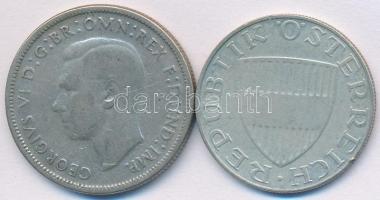 Vegyes: Ausztrália 1946. 1Fl Ag "VI. György" + Ausztria 1958. 10Sch Ag T:2-,3
Mixed: Austr...
