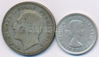 Vegyes: Jugoszlávia 1931. 10D Ag "I. Sándor" + Ausztrália 1963. 6p Ag T:2-
Mixed: Yugoslav...