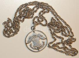 1868/69. "Angyalos" 1G-ből áttört medál ezüst lánccal