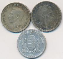 Vegyes: 1927. 1P Ag + Románia 1942. 200L Ag + Kanada 1951. 25c Ag "VI. György" T:2- patina...