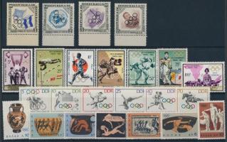 Olimpia motívum 12 klf sor + 2 db bélyeg 3 stecklapon, Olympics 12 diff. sets + 2 stamps on 3 stock cards