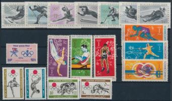 Olympics 12 diff. sets + 2 stamps on 3 stock cards Olimpia motívum 12 klf sor + 2 db bélyeg 3 steckl...