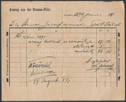 1896 Bp.II., Weiss Adolf Sírkőraktárának díszes fejléces számlája