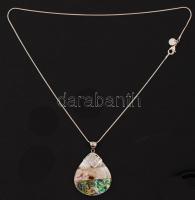 Ezüst(Ag) lánc mozaikos kagyló függővel, jelzett, 5 g /
silver necklace with pendant