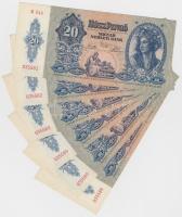 1941. 20P (6x) sorszámkövetők T:I,I- hajtatlanok, apró sarokkopás