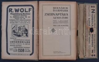 Molnárok és gépészek zsebnaptára az 1913. évre. 
"Molnárok Lapja" Thália Műintézet R.-T.,...