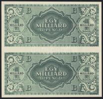 1946. 1000.000.000B.-pengő "zöld" csak hátlapi nyomat, függőleges párban T:I