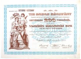 Nagykőrös 1927. "Nagykőrösi Közgazdasági Bank Részvénytársaság" 10db részvénye egyenként 200P-ről, szelvényekkel és szárazpecséttel T:I-