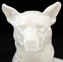Herendi fehér mázas porcelán fekvő kutya, jelzett (mélynyomás), hibátlan, m:18 cm, h:29,5 cm