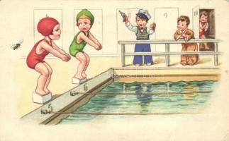 Swimming pool, Amag postcard (EK)